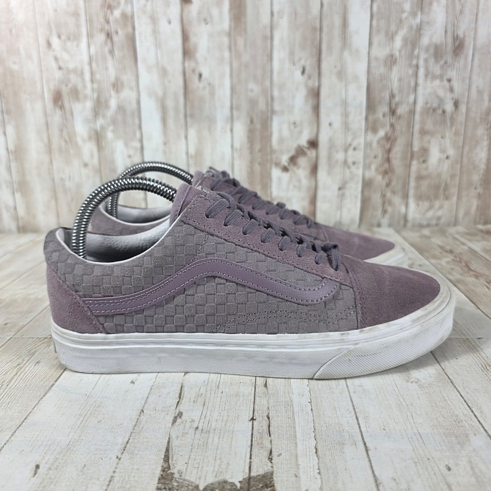 Vans Old Skool Woven Checkerboard Mauve Purple‎ Suede Low Top Sneakers Womens 9
